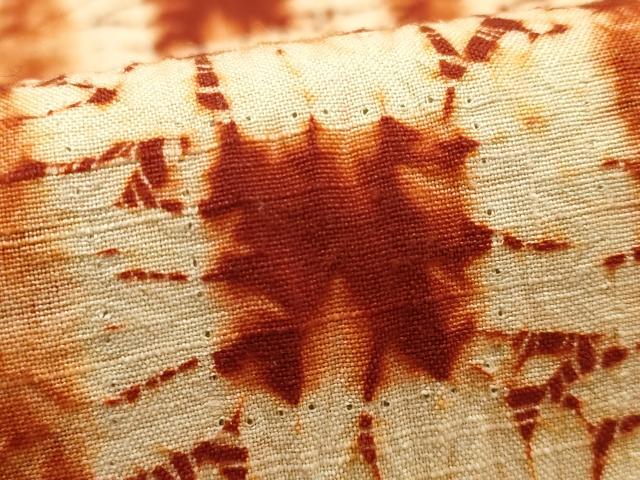 平和屋着物●極上　岩手の匠　草紫堂　南部絞り　茜染　綿　和装小物　テーブルセンター　逸品　AABF9267ay