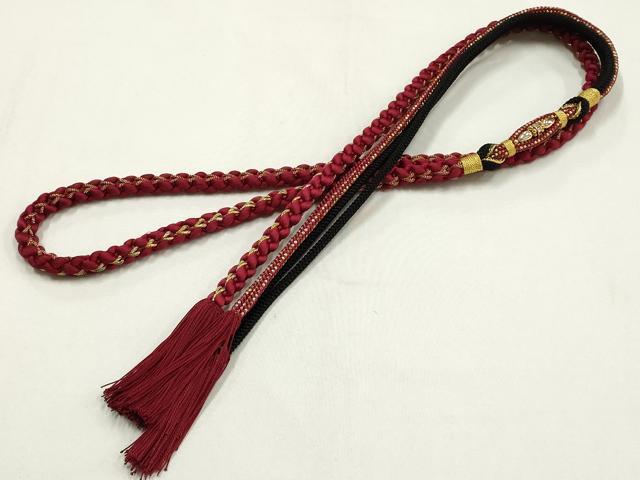 平和屋本店●和装小物　帯締め・帯揚げセット　振袖用　総絞り　箔散らし　装飾　ラインストーン　金糸　金彩　撚り房　逸品　AABF9377ay