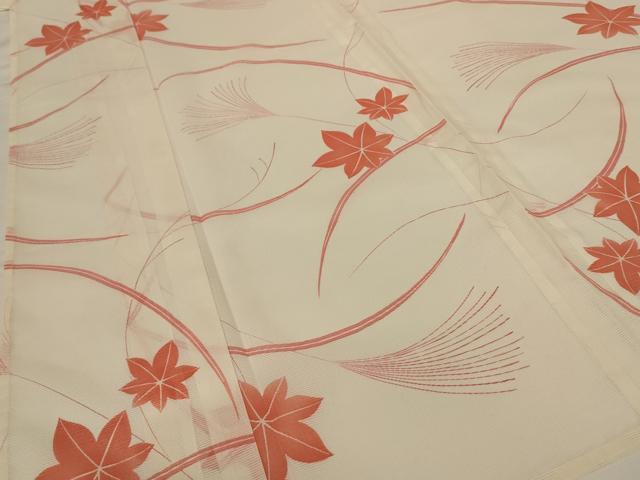 平和屋着物＊夏物 小紋 絽 舞葉文 洗える着物 AABF9404jd