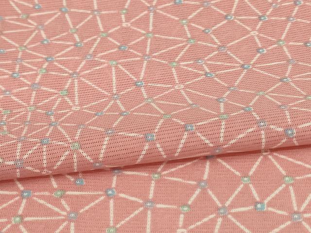 平和屋着物＊夏物 小紋 絽 幾何学文様 洗える着物 AABF9405jd