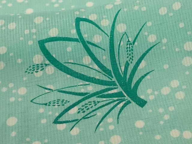 平和屋着物＊夏物 小紋 縦絽 草花丸文 洗える着物 AABF9406jd