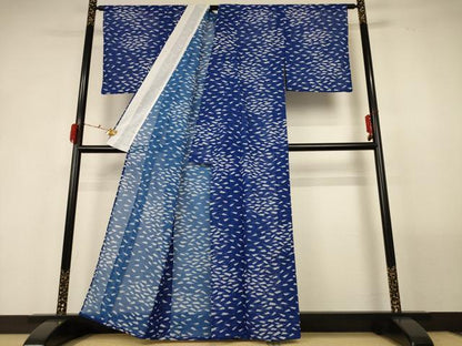 平和屋着物＊夏物 小紋 絽 扇づくし 洗える着物 AABF9412jd