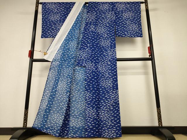平和屋着物＊夏物 小紋 絽 扇づくし 洗える着物 AABF9412jd