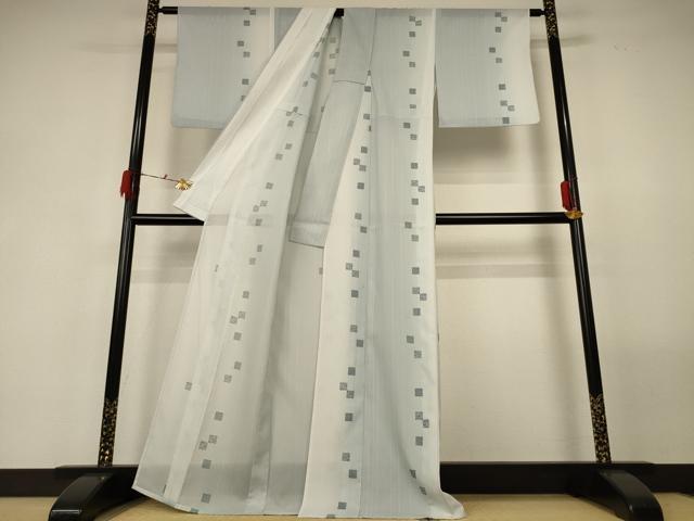 平和屋着物＊夏物 小紋 絽 流水文 洗える着物 AABF9414jd