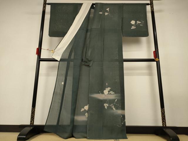 平和屋着物＊夏物 絹芭蕉 訪問着 作家物 朝顔 暈し染め 正絹 逸品 AABF9416jd