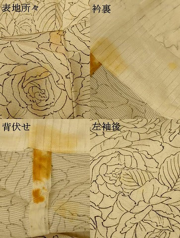 平和屋着物＊夏物 小紋 絽 薔薇 正絹 逸品 AABF9417jd