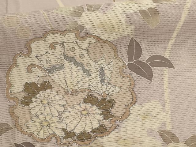 平和屋着物＊夏物 訪問着 絽 雪輪花蝶文 銀彩 正絹 逸品 AABF9419jd