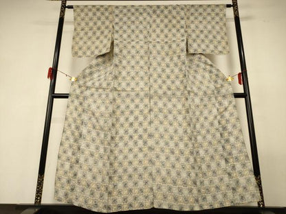 平和屋着物＊夏物 小千谷ちぢみ 市松文様 動物 麻 逸品 AABF9420jd