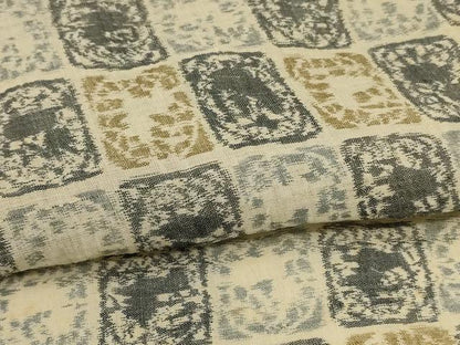 平和屋着物＊夏物 小千谷ちぢみ 市松文様 動物 麻 逸品 AABF9420jd