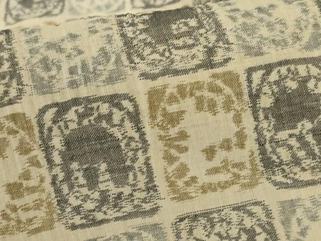 平和屋着物＊夏物 小千谷ちぢみ 市松文様 動物 麻 逸品 AABF9420jd