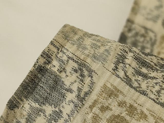 平和屋着物＊夏物 小千谷ちぢみ 市松文様 動物 麻 逸品 AABF9420jd