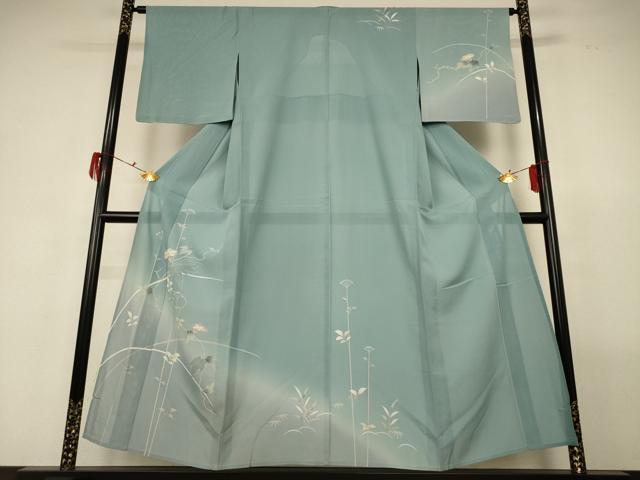 平和屋着物＊夏物 訪問着 絽 朝顔 暈し染め 正絹 逸品 AABF9421jd