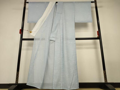 平和屋着物＊夏物 小紋 絽 雪芝文 洗える着物 AABF9424jd