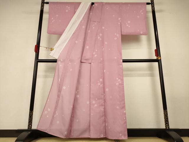 平和屋着物＊夏物 小紋 絽 丸文 洗える着物 AABF9425jd