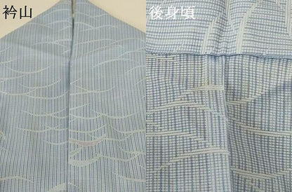 平和屋着物＊夏物 小紋 絽 雪芝文 洗える着物 AABF9427jd