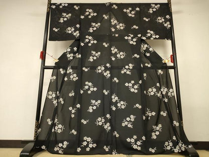 平和屋着物＊夏物 小紋 絽 舞花文 正絹 逸品 AABF9428jd