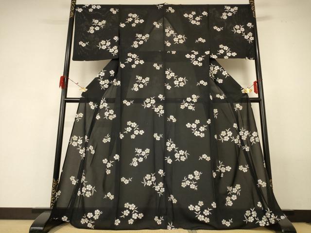 平和屋着物＊夏物 小紋 絽 舞花文 正絹 逸品 AABF9428jd