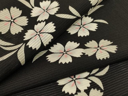 平和屋着物＊夏物 小紋 絽 舞花文 正絹 逸品 AABF9428jd