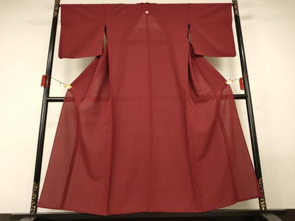 平和屋着物＊夏物 色無地 絽 海老茶色 正絹 逸品 AABF9430jd