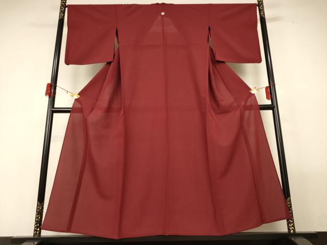 平和屋着物＊夏物 色無地 絽 海老茶色 正絹 逸品 AABF9430jd