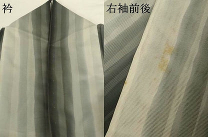 平和屋着物＊夏物 小紋 絽 変わり縞 洗える着物 AABF9433jd