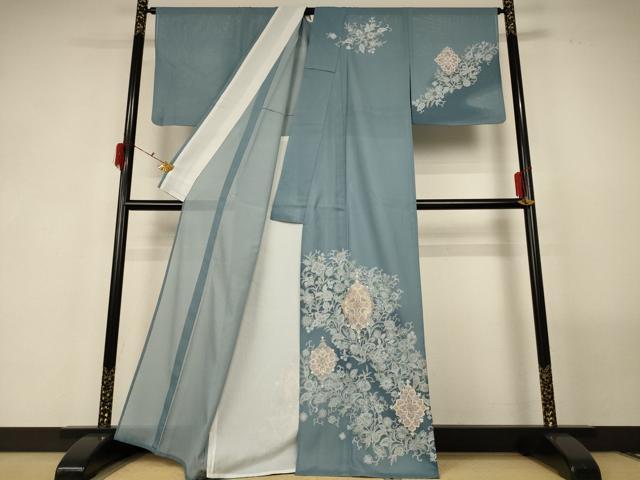 平和屋着物＊夏物　訪問着　絽　更紗花文　金彩　洗える着物　AABF9434jd