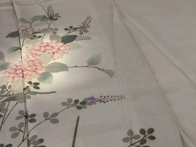 平和屋着物＊夏物 訪問着 絽 紫陽花 暈し染め 金彩 正絹 逸品 AABF9436jd