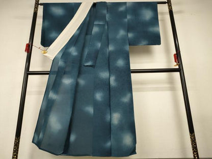平和屋着物＊夏物 小紋 紗 笹文 暈し染め 金彩 正絹 逸品 AABF9437jd