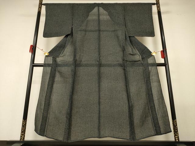 平和屋着物＊夏物 小千谷ちぢみ 幾何学文様 麻 逸品 AABF9440jd