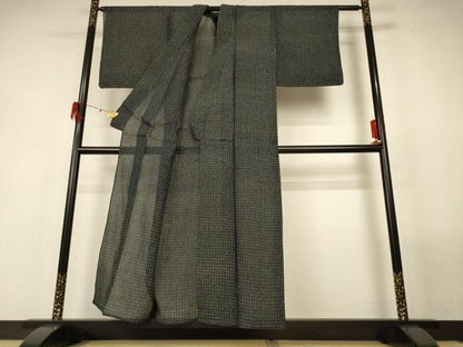 平和屋着物＊夏物 小千谷ちぢみ 幾何学文様 麻 逸品 AABF9440jd