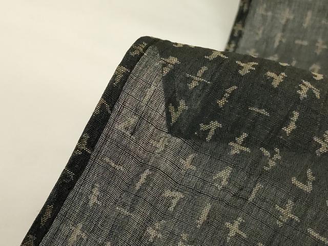 平和屋着物＊夏物 小千谷ちぢみ 幾何学文様 麻 逸品 AABF9440jd