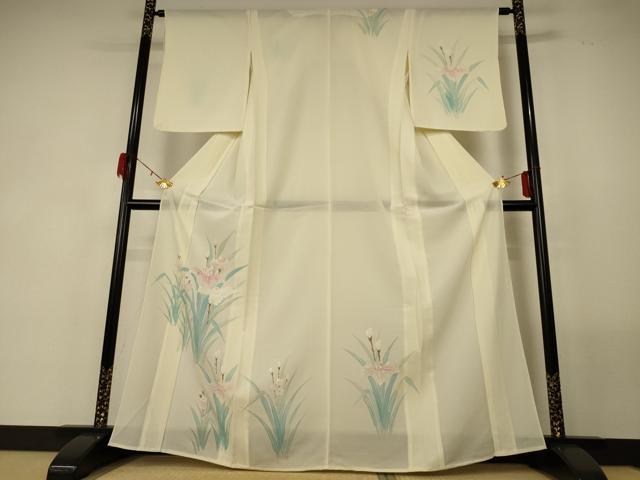 平和屋着物＊夏物 訪問着 絽 手描き 草花文 正絹 逸品 AABF9441jd