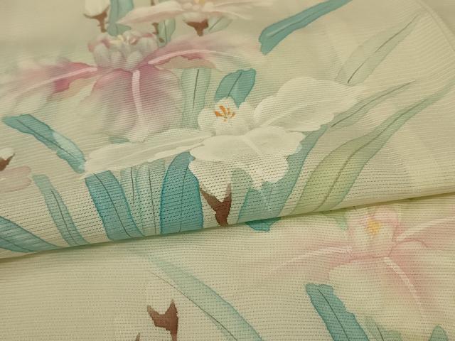 平和屋着物＊夏物 訪問着 絽 手描き 草花文 正絹 逸品 AABF9441jd