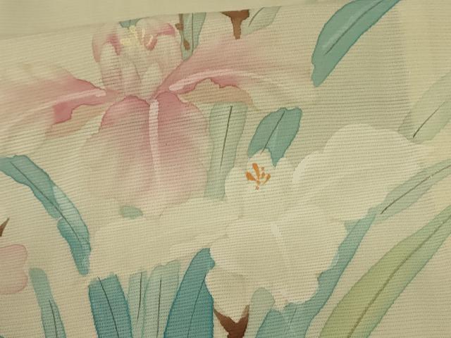 平和屋着物＊夏物 訪問着 絽 手描き 草花文 正絹 逸品 AABF9441jd