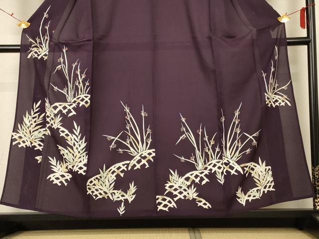 平和屋着物＊夏物 訪問着 絽 草花文 金銀彩 正絹 逸品 AABF9443jd