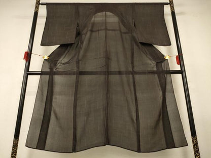 平和屋着物＊夏物 小紋 紗 変わり格子 正絹 逸品 AABF9445jd