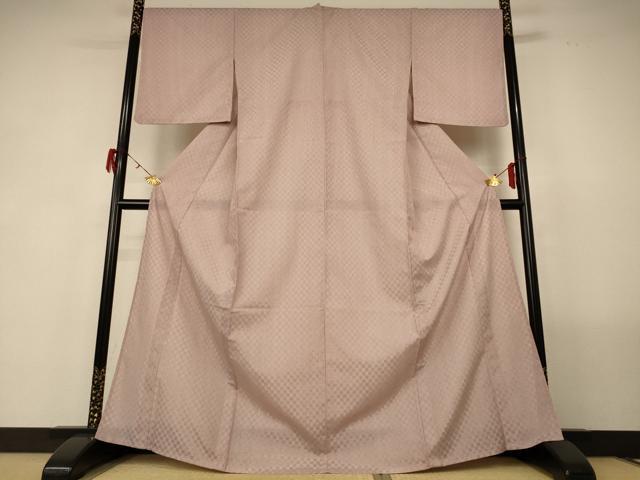 平和屋着物＊夏物 小紋 紗 市松文様 洗える着物 AABF9446jd