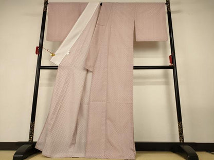 平和屋着物＊夏物 小紋 紗 市松文様 洗える着物 AABF9446jd