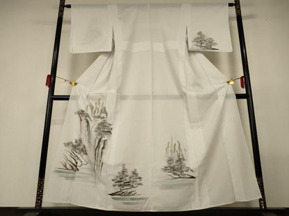 平和屋着物＊夏物 訪問着 絽 手描き 風景文 洗える着物 AABF9456jd