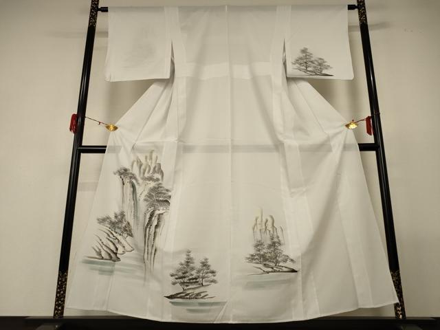 平和屋着物＊夏物 訪問着 絽 手描き 風景文 洗える着物 AABF9456jd