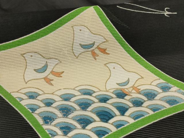平和屋着物＊夏物 黒留袖 絽 千鳥 金彩 洗える着物 AABF9457jd