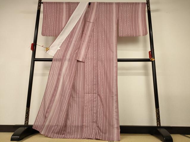 平和屋着物＊夏物 小紋 絽 市松間道 暈し染め 洗える着物 AABF9459jd