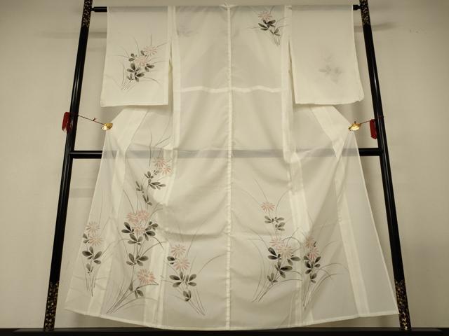 平和屋着物＊夏物 訪問着 絽 手描き 草花文 洗える着物 AABF9461jd