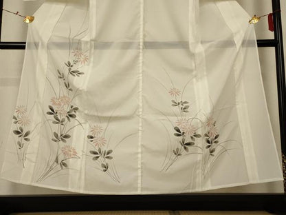 平和屋着物＊夏物 訪問着 絽 手描き 草花文 洗える着物 AABF9461jd