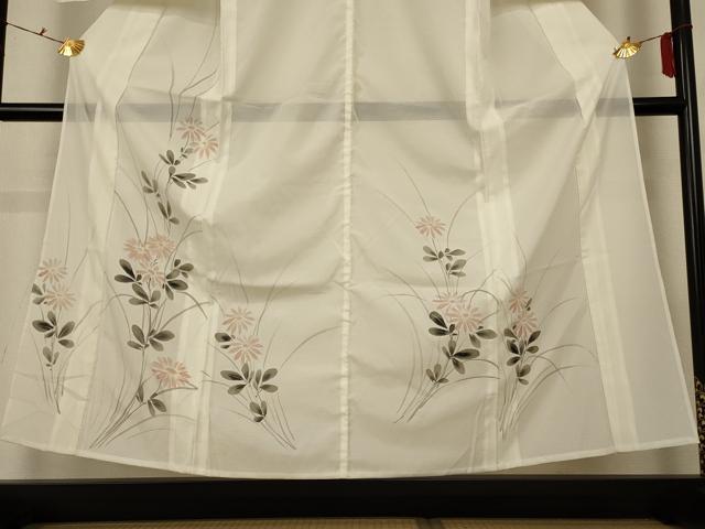 平和屋着物＊夏物 訪問着 絽 手描き 草花文 洗える着物 AABF9461jd