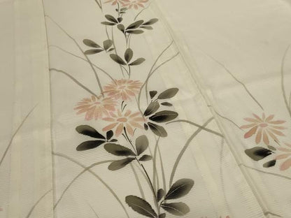 平和屋着物＊夏物 訪問着 絽 手描き 草花文 洗える着物 AABF9461jd