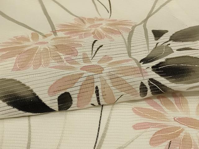平和屋着物＊夏物 訪問着 絽 手描き 草花文 洗える着物 AABF9461jd