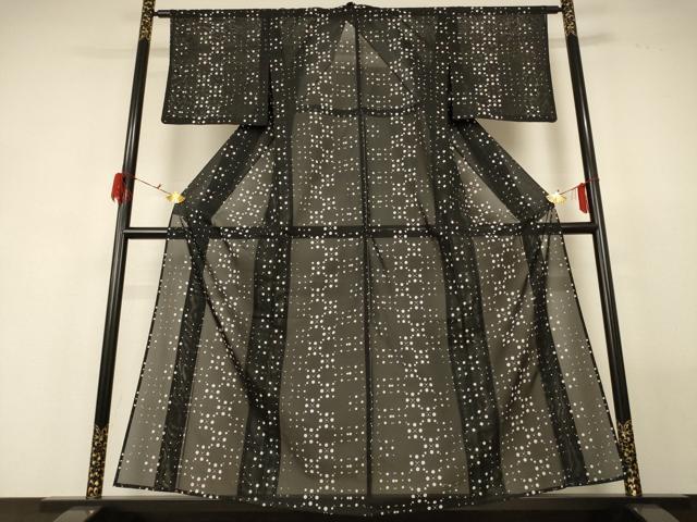 平和屋着物＊夏物 小紋 絽 丸文 洗える着物 AABF9462jd