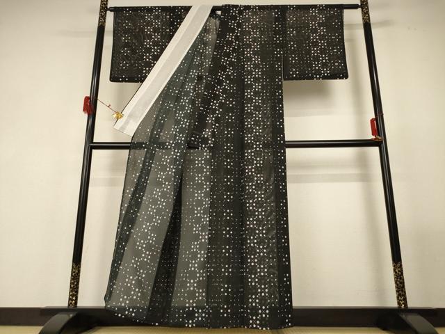 平和屋着物＊夏物 小紋 絽 丸文 洗える着物 AABF9462jd