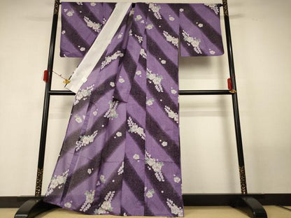 平和屋着物＊夏物　小紋　絽　辻が花文　洗える着物　AABF9470jd